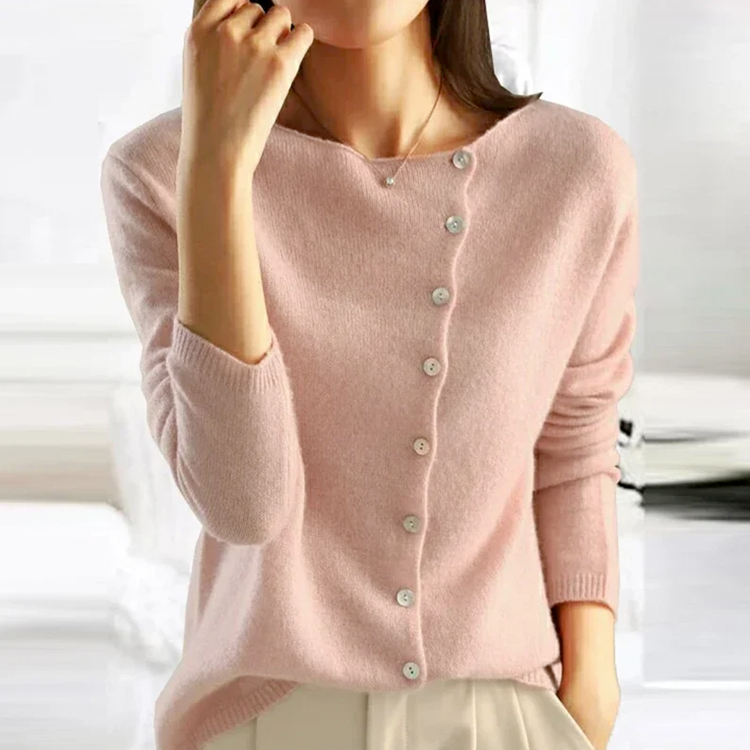 Silvia | Cardigan with Asymmetrical Buttoned Collar